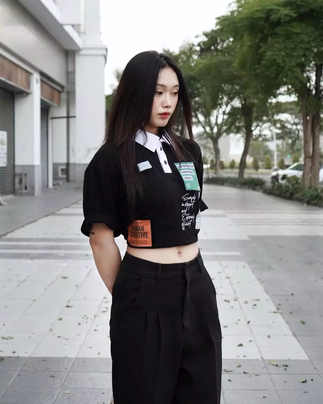 OOTDSUPPLY Oversize Polo Crop Shirt Read Me Dark Army & Black l Polo Crop Pria dan Wanita OVZ-CPS001