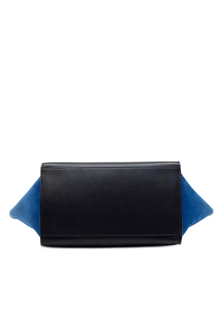 Pre-Loved Celine Medium Tricolor Calfskin And Suede Trapeze Satchel
