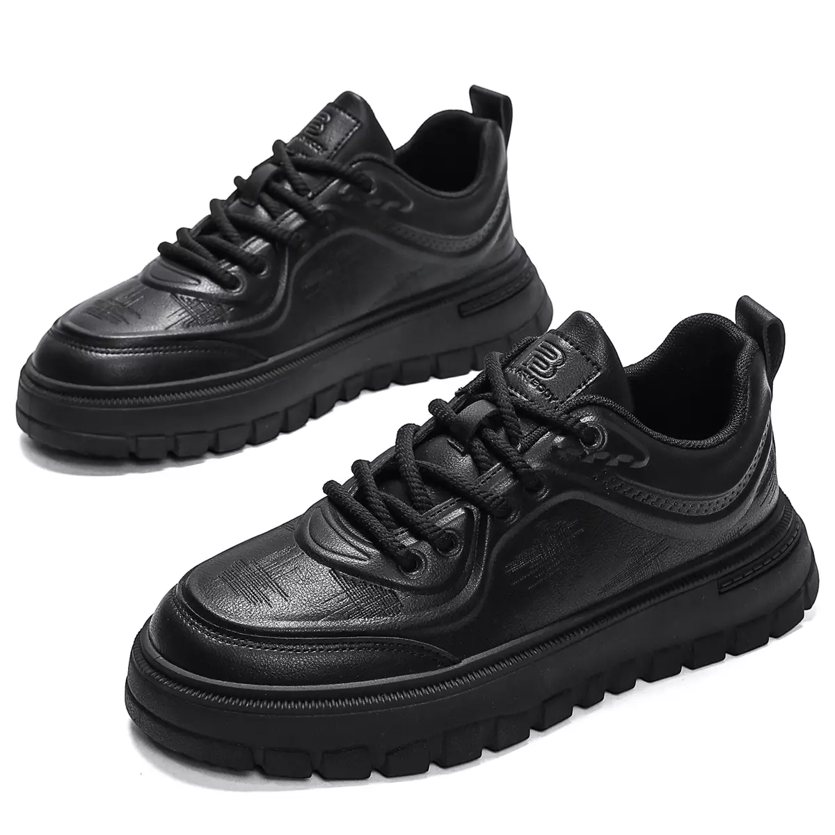 Sepatu Pria Motorcycle Style Motif Polos Sneakers Cowok QN5820