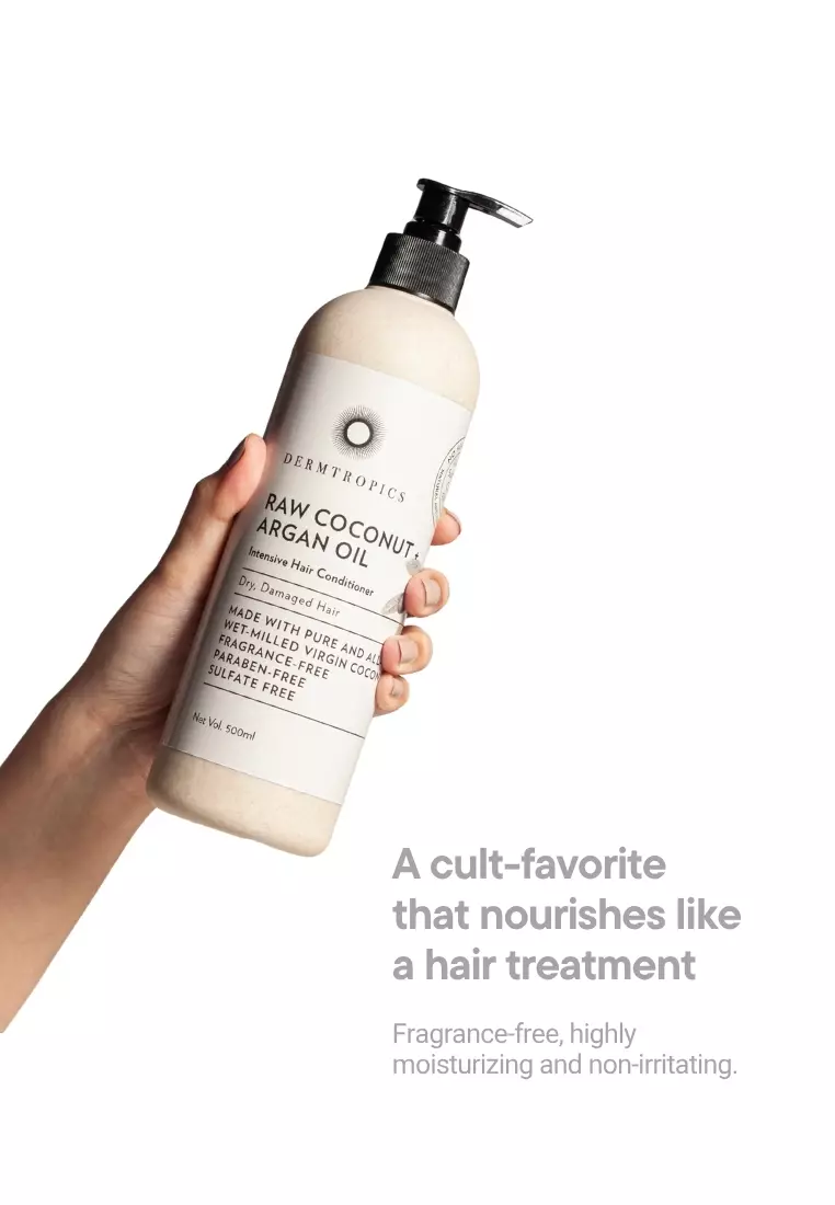 Raw Coconut + Argan Oil Intensive Hair Conditioner 500ml – For Dry, Damaged, Frizzy Hair