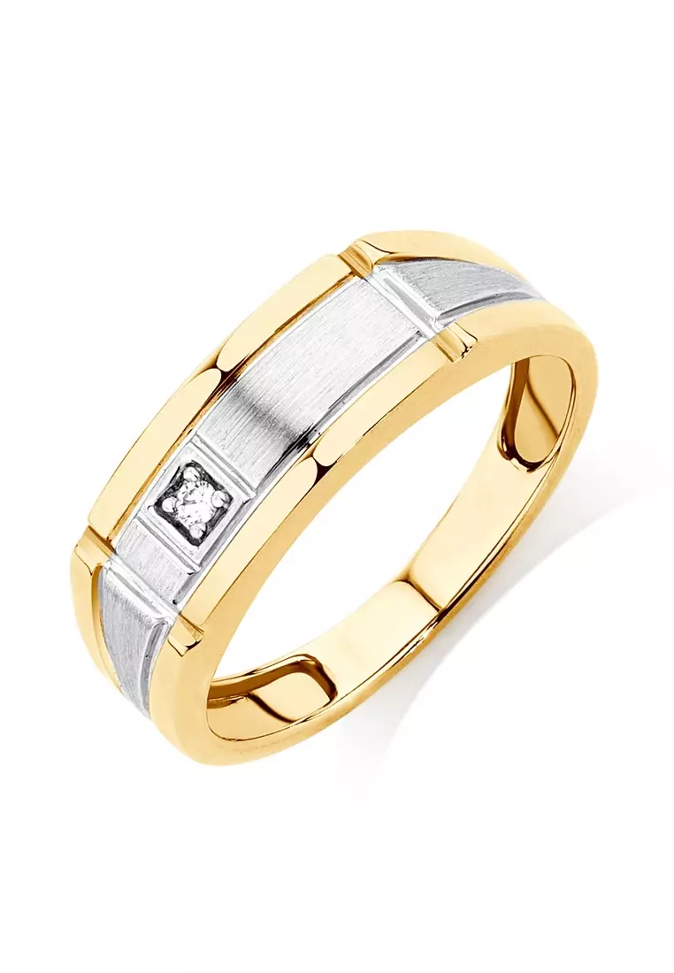 Mens gold wedding on sale ring with diamonds