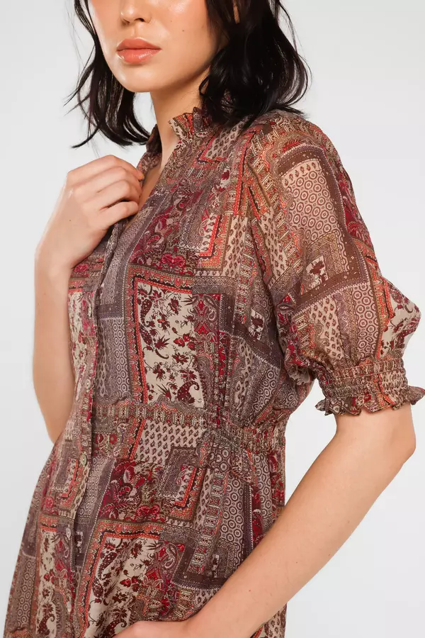 MINIMAL - Devani - Dress Motif Paisley Floral - Green Warna Green