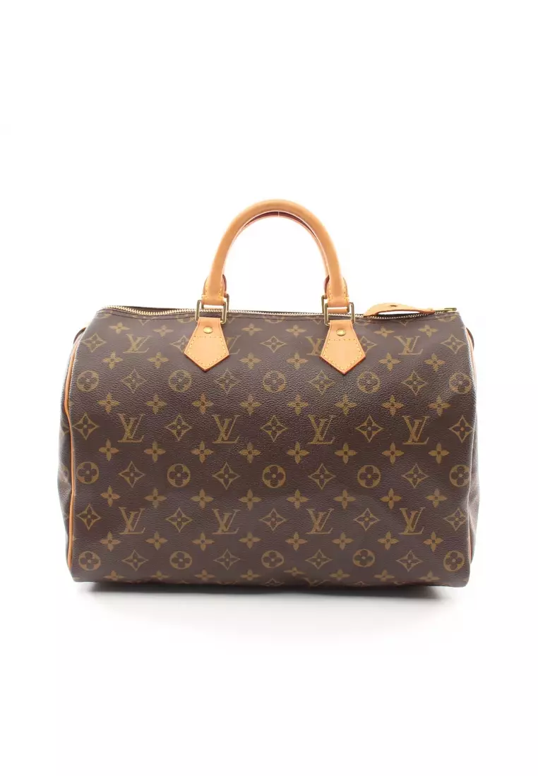 LOUIS VUITTON Speedy 35 Pre Owned Monogram Canvas Brown Satchel Bag