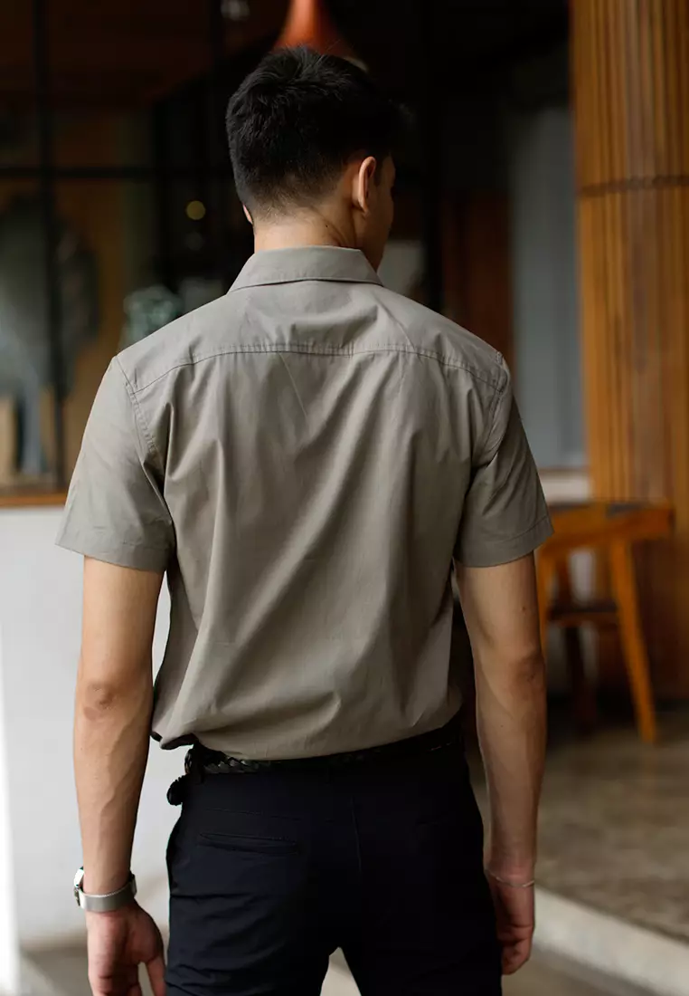 Oxcon Short Sleeve Business Shirt soft cotton Mid Grey