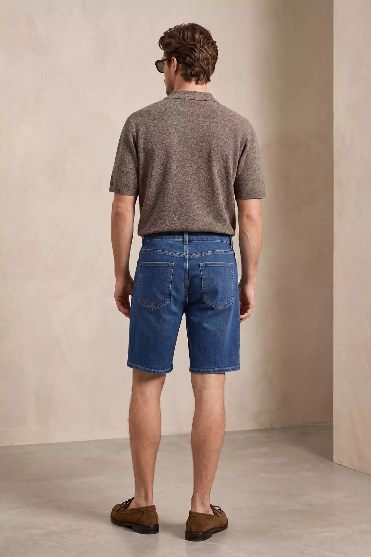 Blue Regular Fit Pipe Leg Flexible Men'S Denim Shorts & Bermuda Tmnss26Sr00033