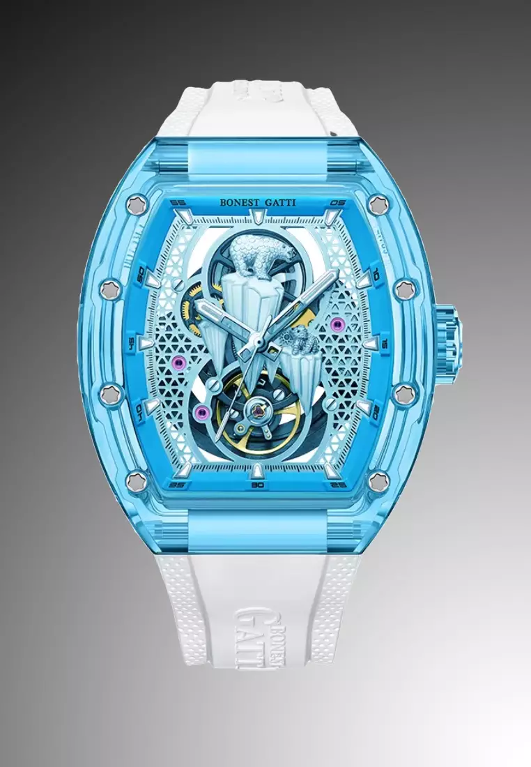 Automatic Unisex K9 Crystal Watch, Rubber Strap