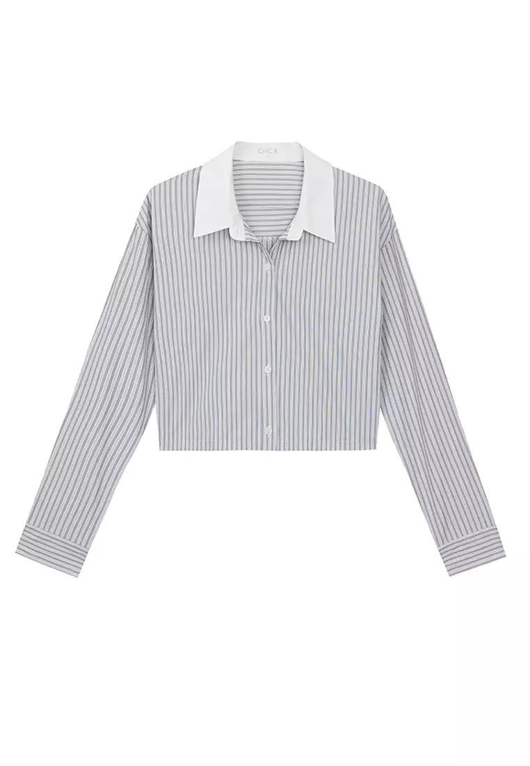 Cropped Bi-Colour Shirt