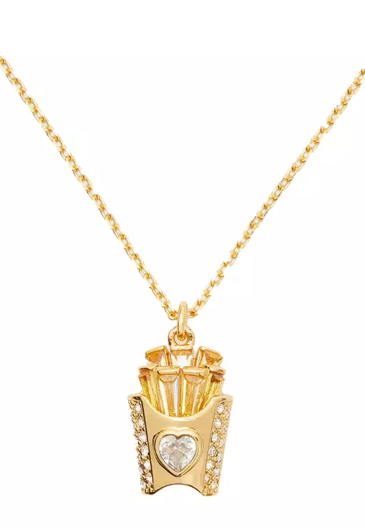 What A Snack Mini Pendant Necklace in Clear/ Gold KH540