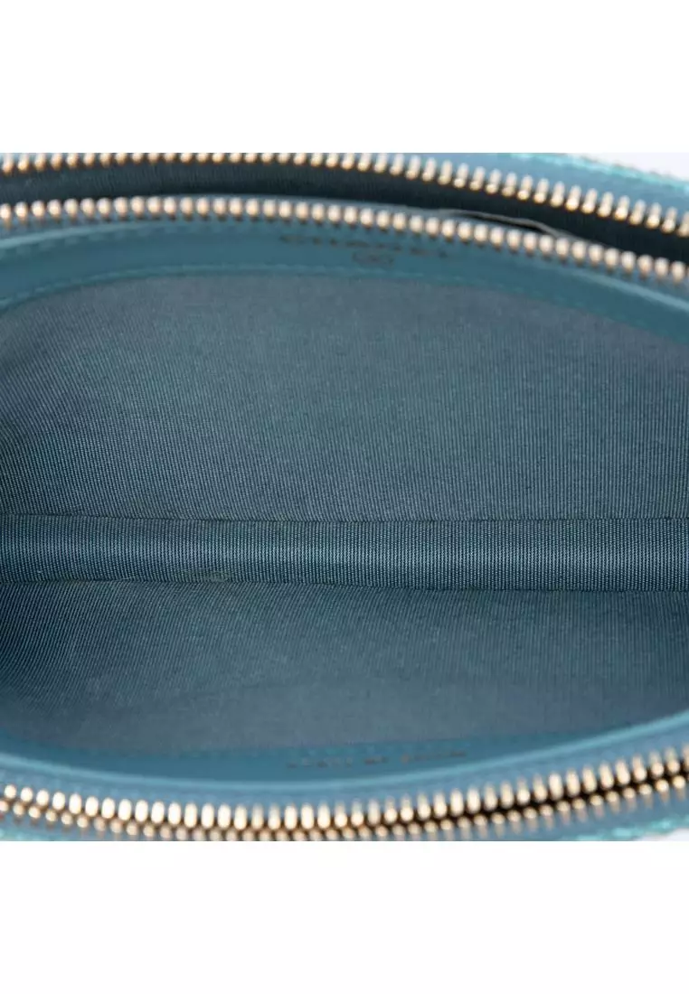 Pre-Loved Chanel Raffia Deauville Double Zip Clutch With Chain