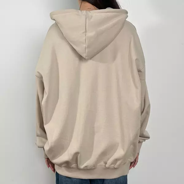 Jaket ADLV BOX BASIC LOGO POCKET ESSENTIAL BEIGE ZIP HOODIE 100% ORIGINAL