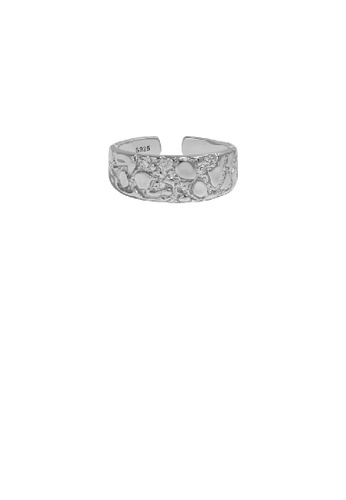 Glamorousky silver 925 Sterling Silver Fashion Simple Irregular Pattern Geometric Adjustable Open Ring 96E10ACD3A03D5GS_1