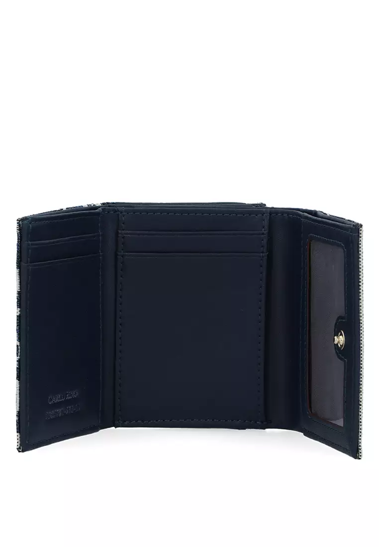 Carlo GEO Jacquard Short Wallet - Dark Blue