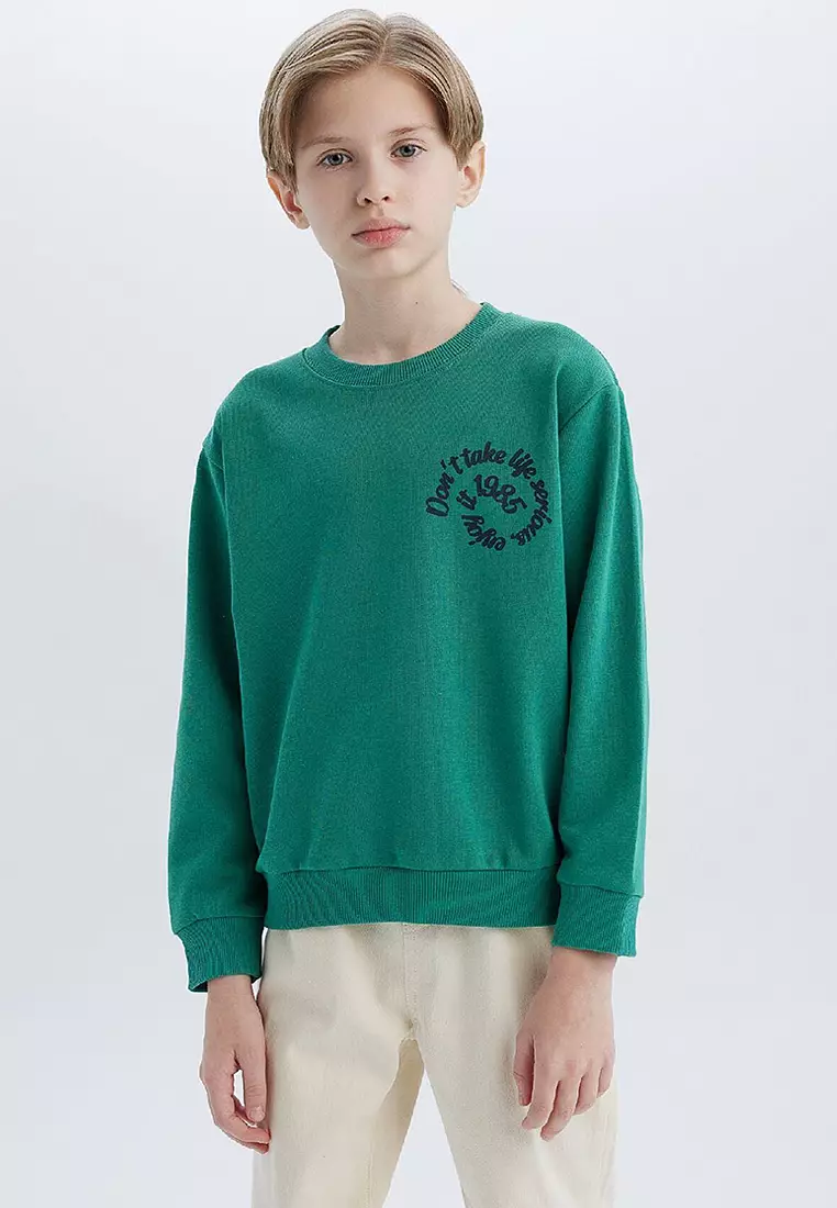 Crew Neck Back Printed Sweatshirt