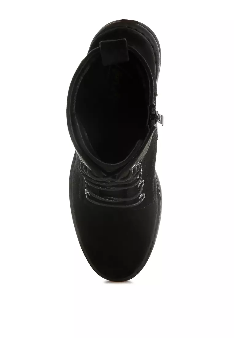 Lace Up High Ankle Boots in Black