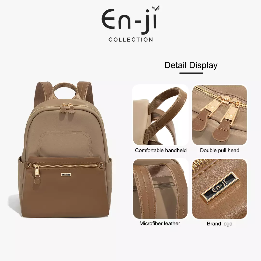En-ji Mirea Backpack Wanita Warna Khaki
