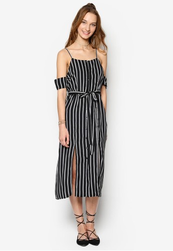 Love Cold Shoulder Dress With Double Front Slits