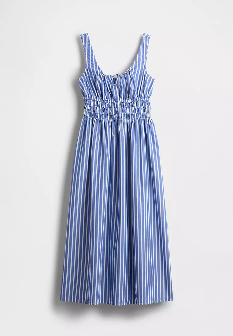 Poplin Smocked Midi Dress