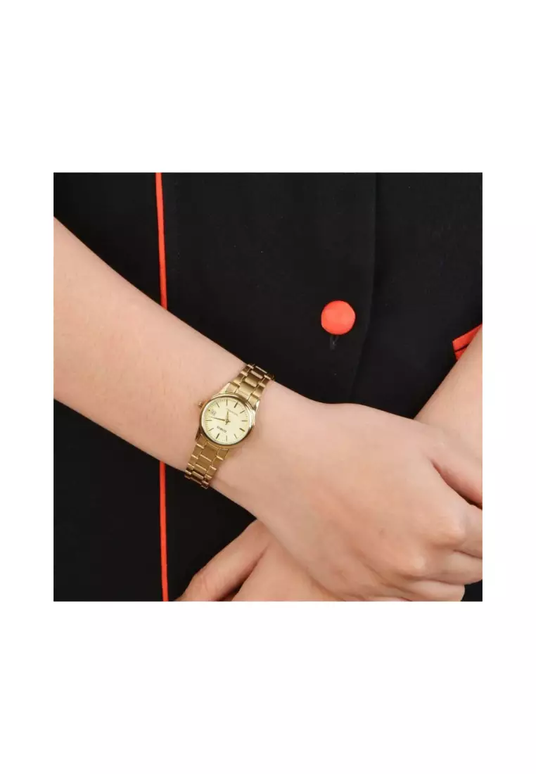 LTP-V002G-9A Women Analog Watch Gold Stainless Steel Strap