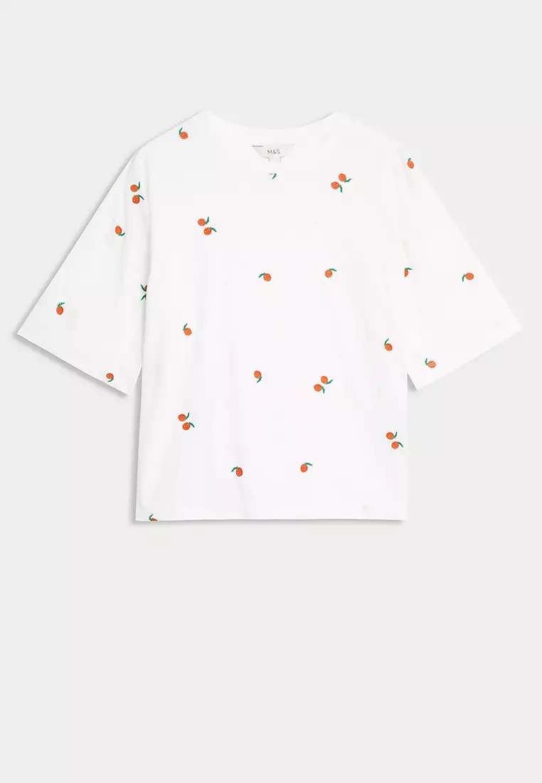 Pure Cotton Embroidered T-Shirt