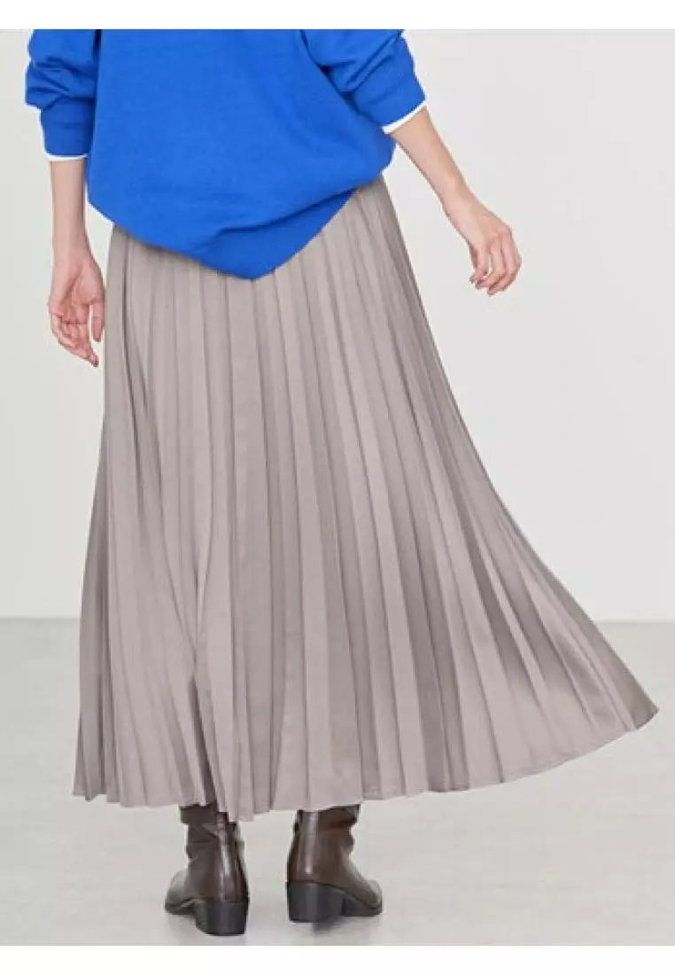 American Holic - Masumi Satin Pleated Skirt Mocha