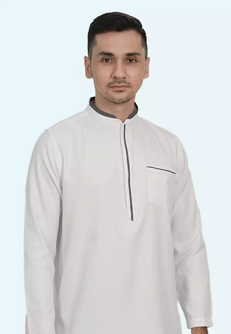LGS - Kemeja Koko Pria - Reguler Fit - Kerah Shanghai - Putih - Lengan Panjang - CSH.283.S2072K.445.C-L/S
