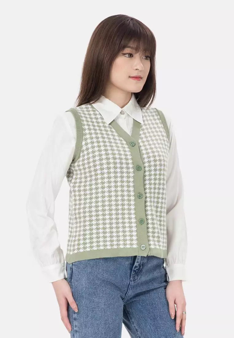 Hazel Vest Knit in Green