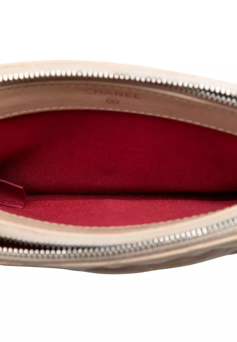 Pre-Loved Chanel Bicolor Aged Calfskin Gabrielle Double Zip Clutch With Chain