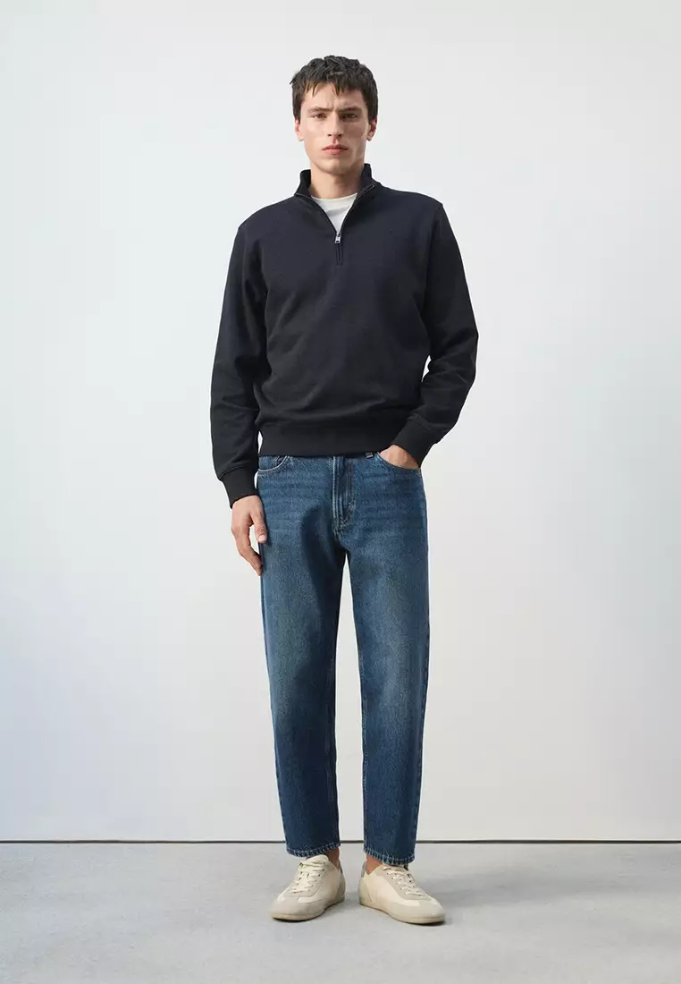 100% Cotton Zip-Neck Sweatshirt