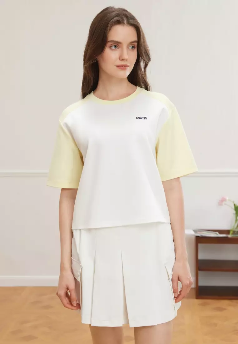 女裝 K-SWISS LOGO 拼色落肩T裇