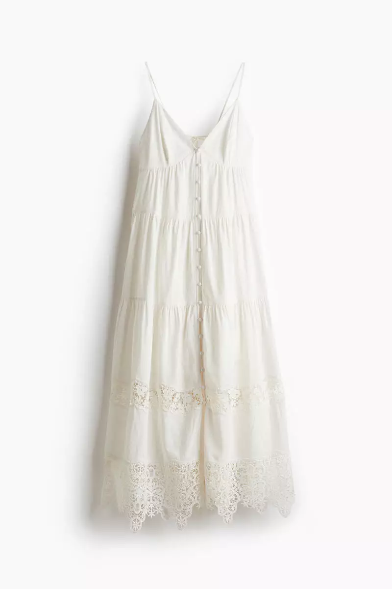 Lace-trimmed strappy dress