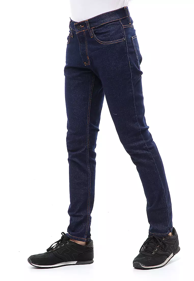 Locko Long Pants Skinny Jeans Pria Desain Polos Material Denim ORIGINAL - Navy