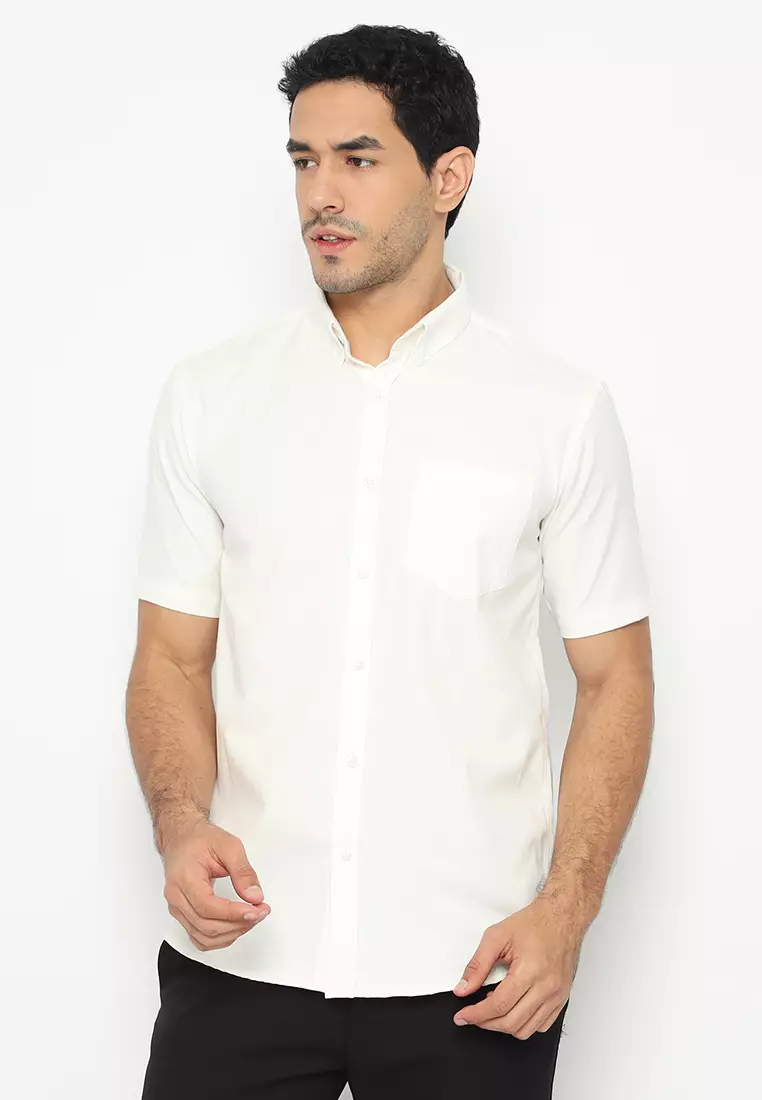 Enzy Basic Oxford Short Sleeve - White