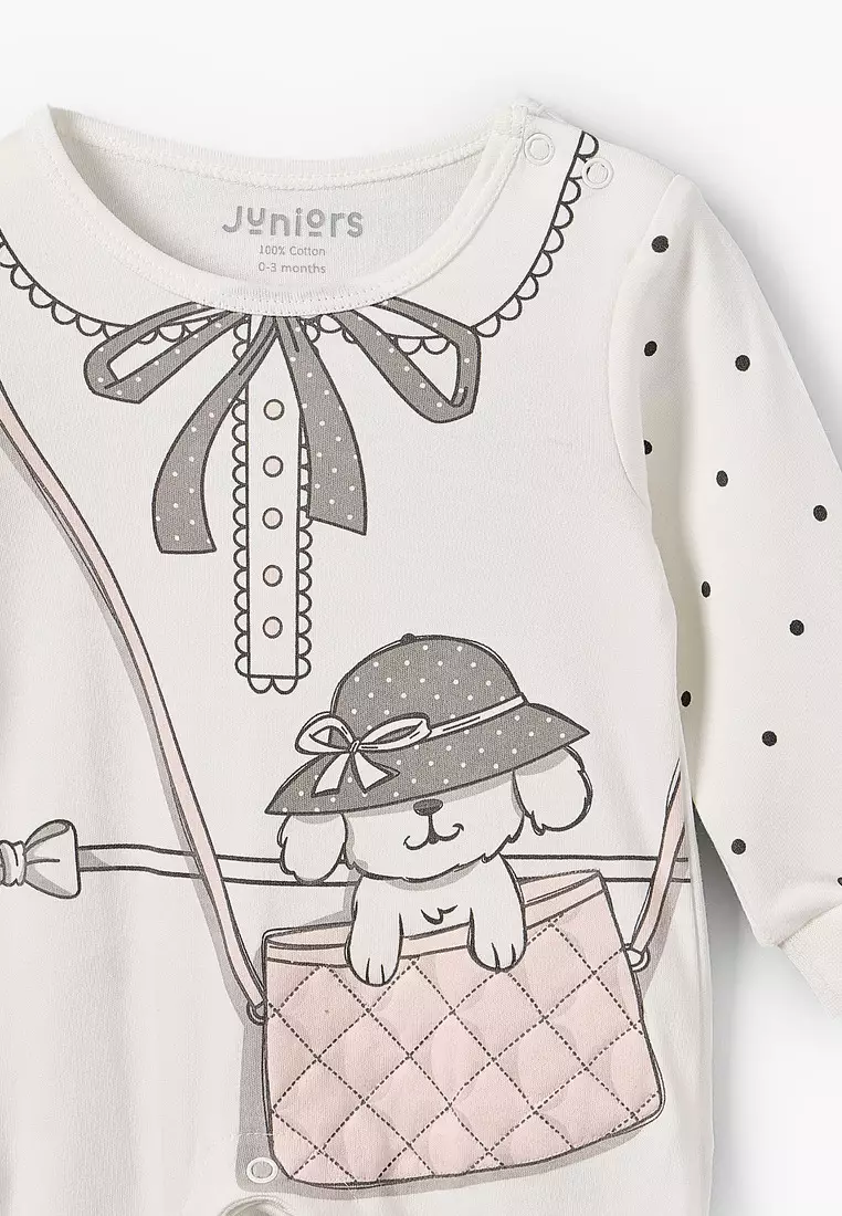 Babyshop Juniors Cotton Crew Neck Long Sleeves Sleepsuit With Graphic Print