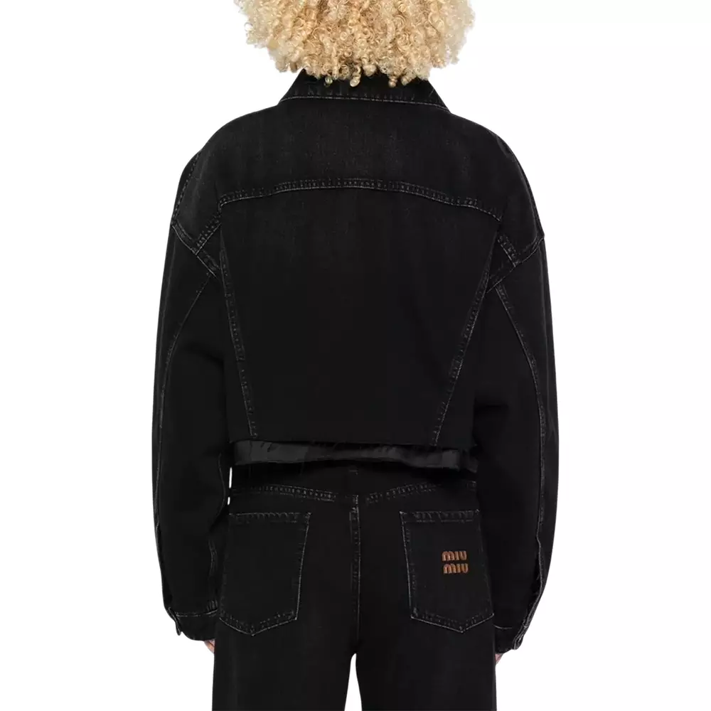 Logo Denim Crop Jacket Black