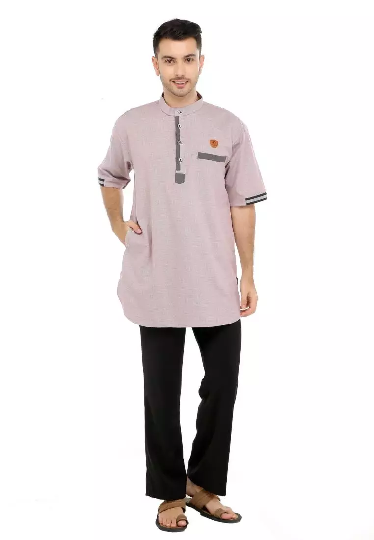 Baju Koko Gamis Muslim Pria Syakil - Pink