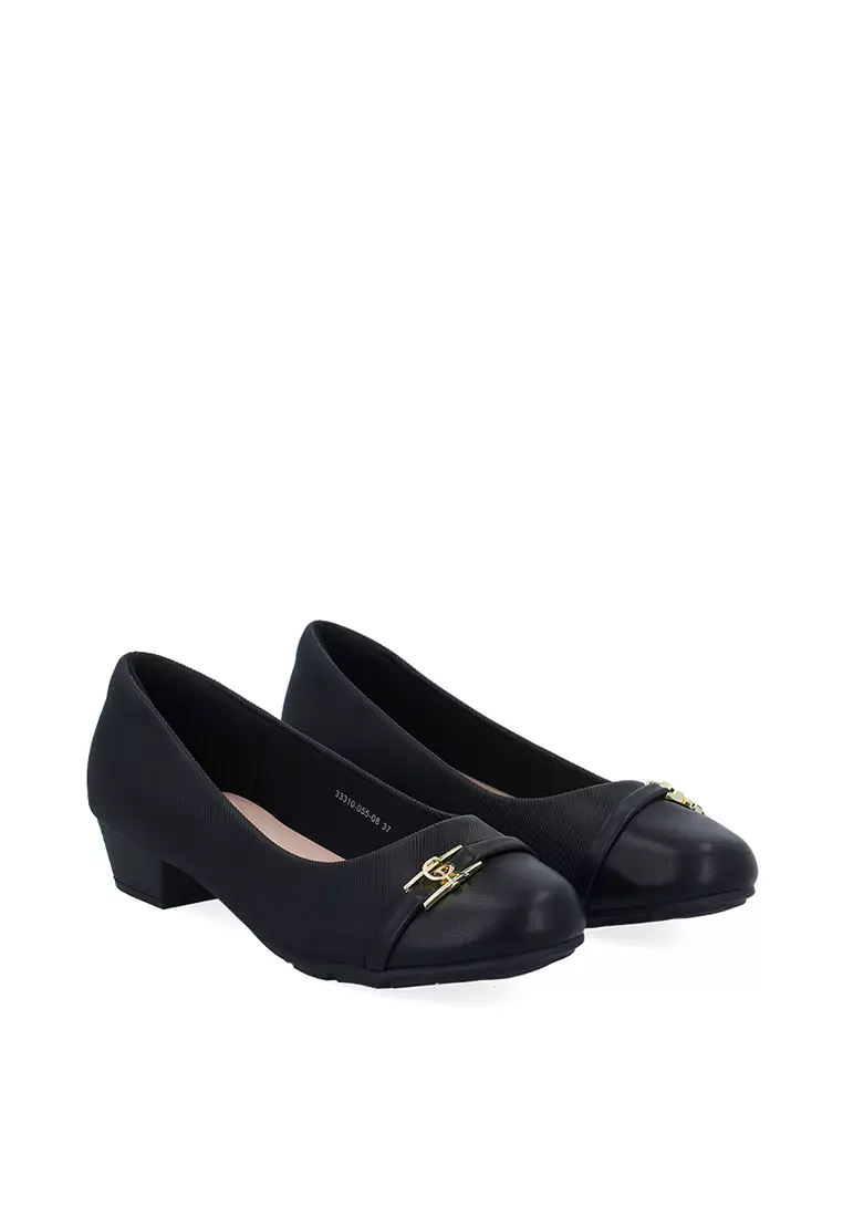 Black  Amara Buckle Strap Pumps