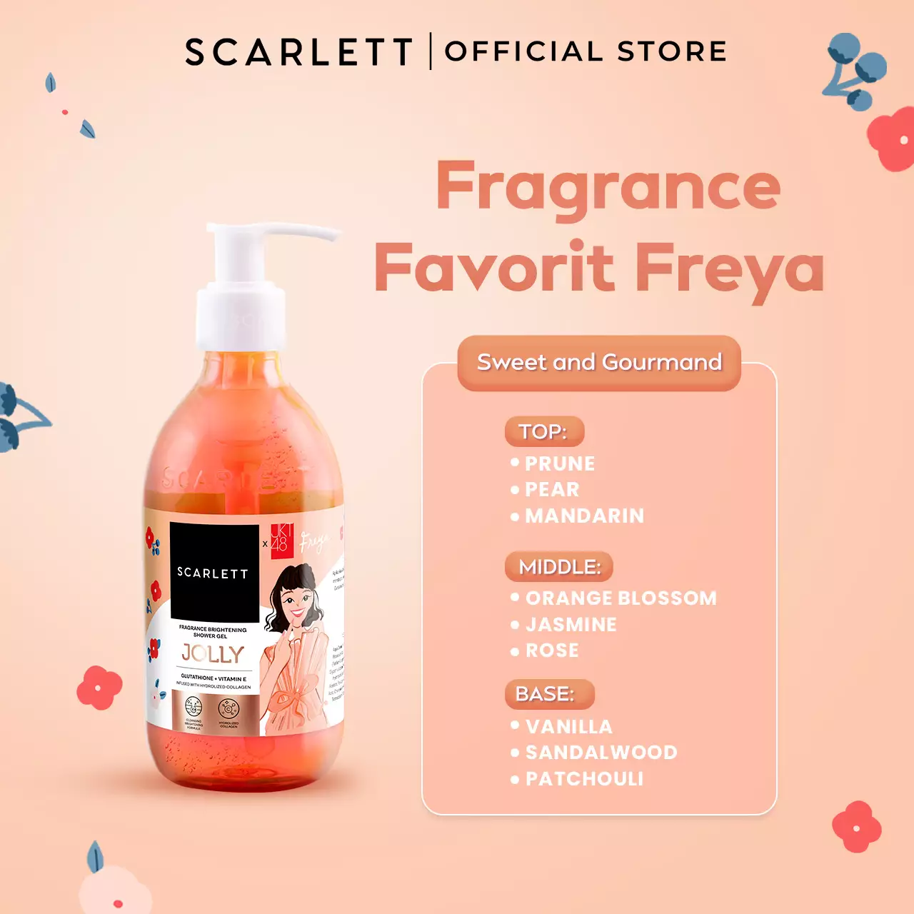 Scarlett Fragrance Brightening Shower Gel Jolly | Body Wash | Sabun Mandi Cair