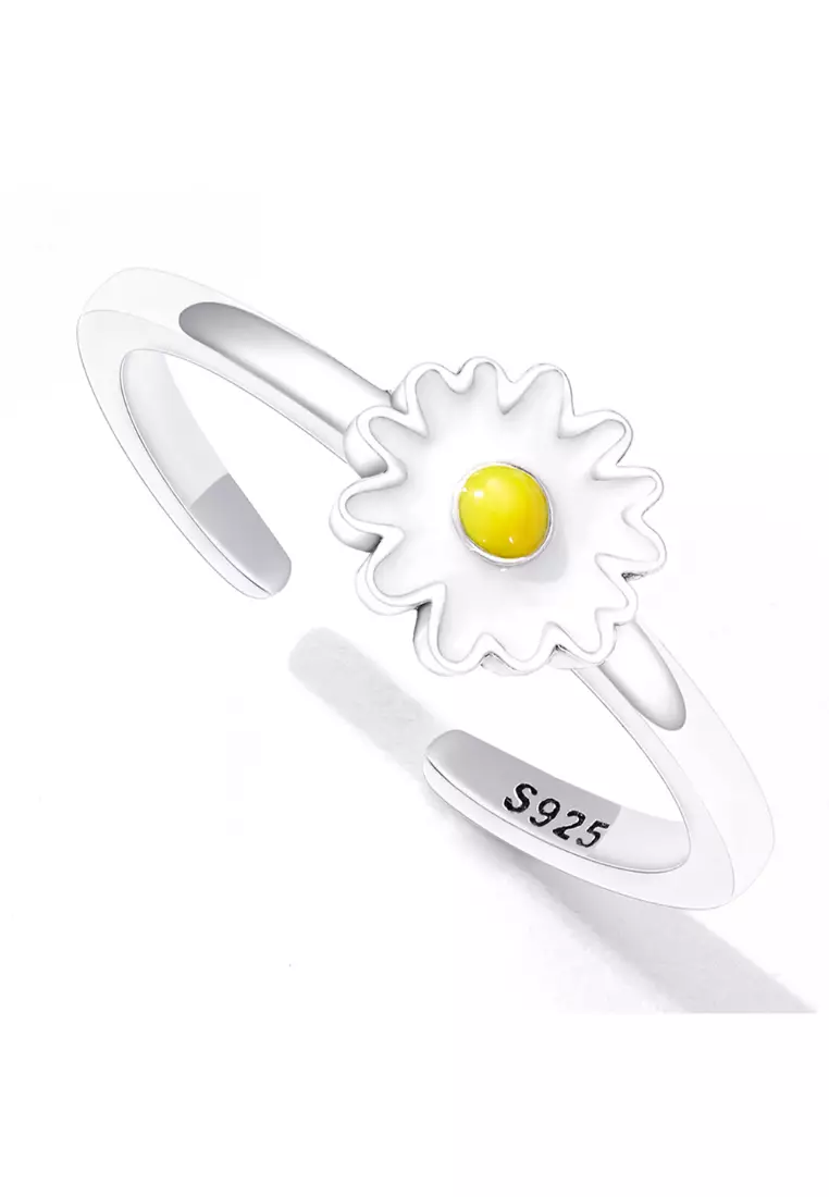 Solid 925 Sterling Silver Sunny-Side Up Daisy ring