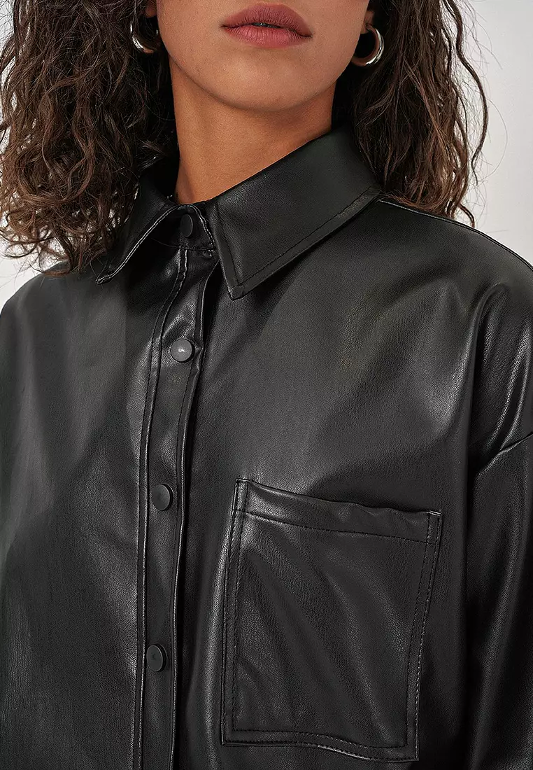 Buy Bigdart Oversize Faux Leather Shirt Online | ZALORA Malaysia