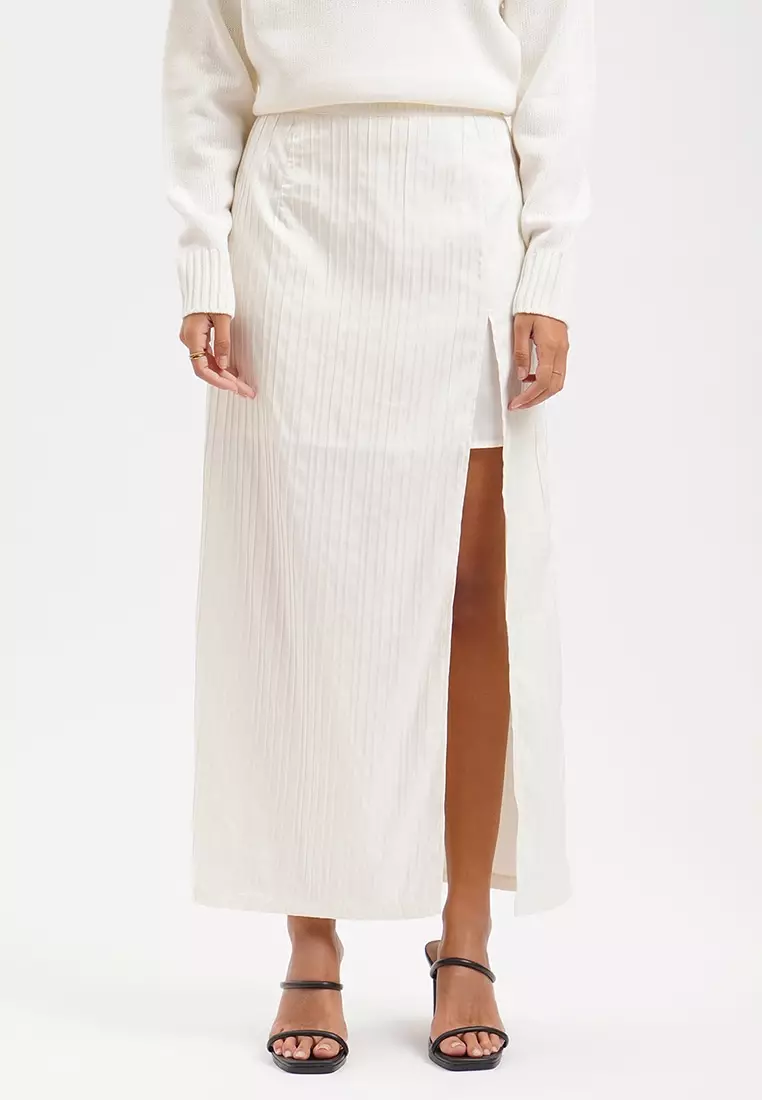 Sheer pleated maxi skirt clearance