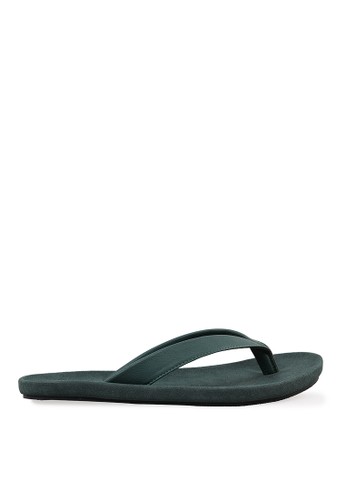 Green Basic Faux Leather Sandals