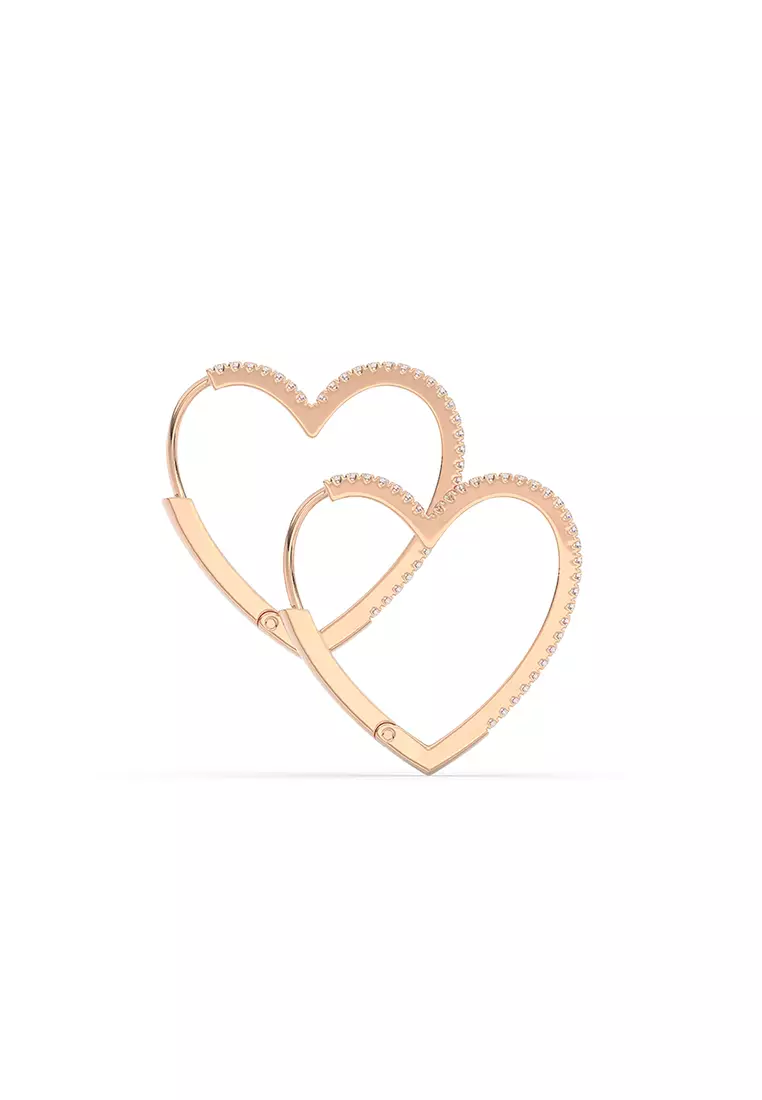 Luxe Heart Edge Hoop Earrings in 14K Rose Gold D/E-VVS/VS (0.50ct TDW)