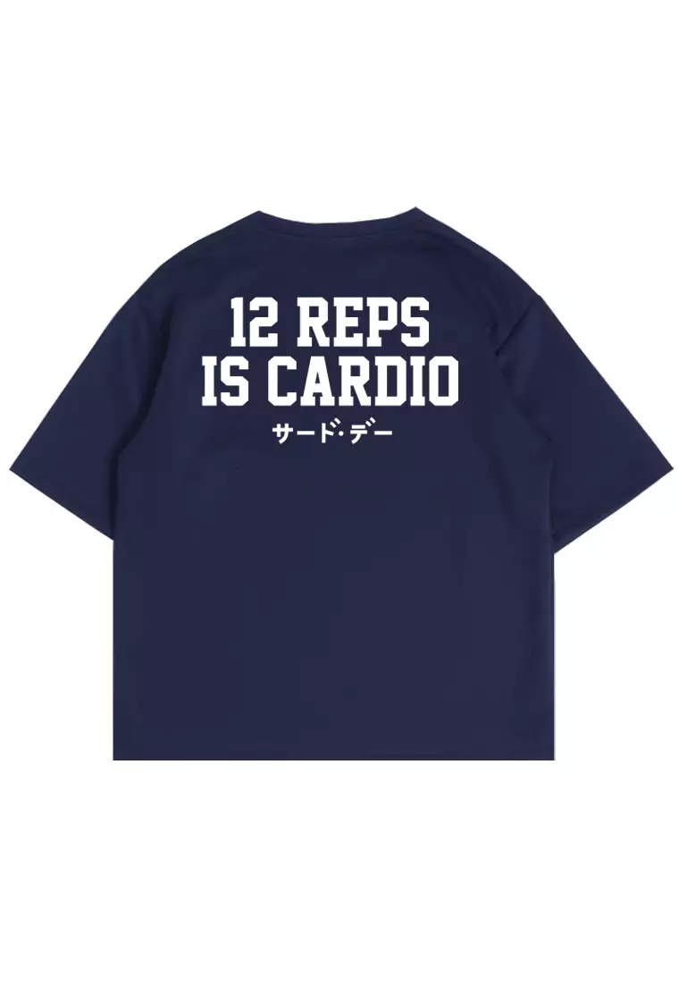 MTV81 Kaos Oversize Gym Scuba Tebal "12 reps cardio" Navy