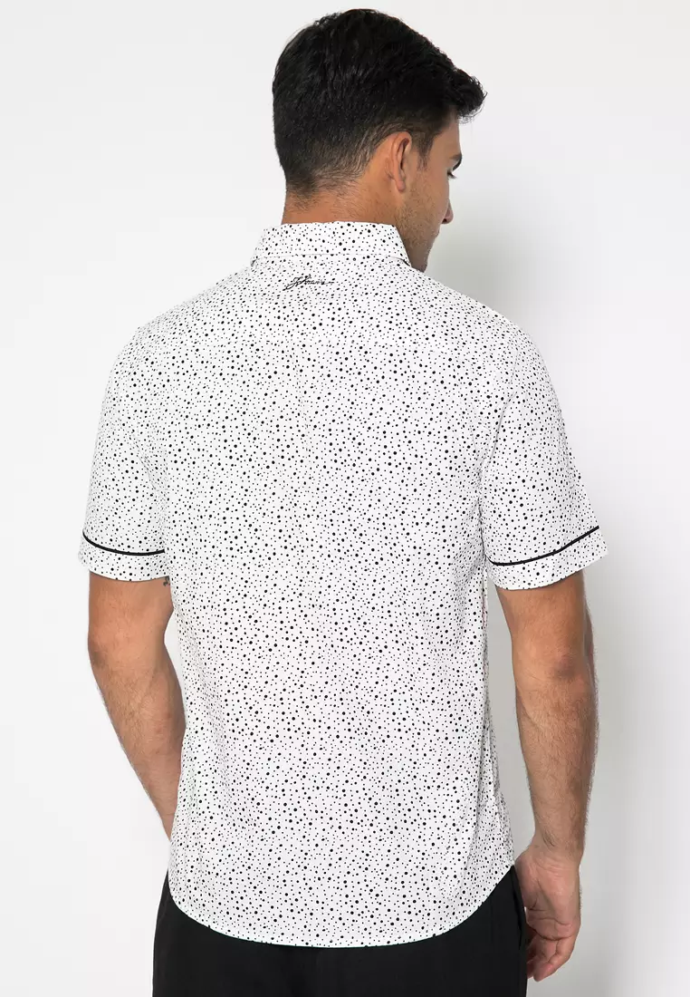 Johnwin - Kemeja Casual - SS - Putih - Polkadot - ASH.670.K880.582.C