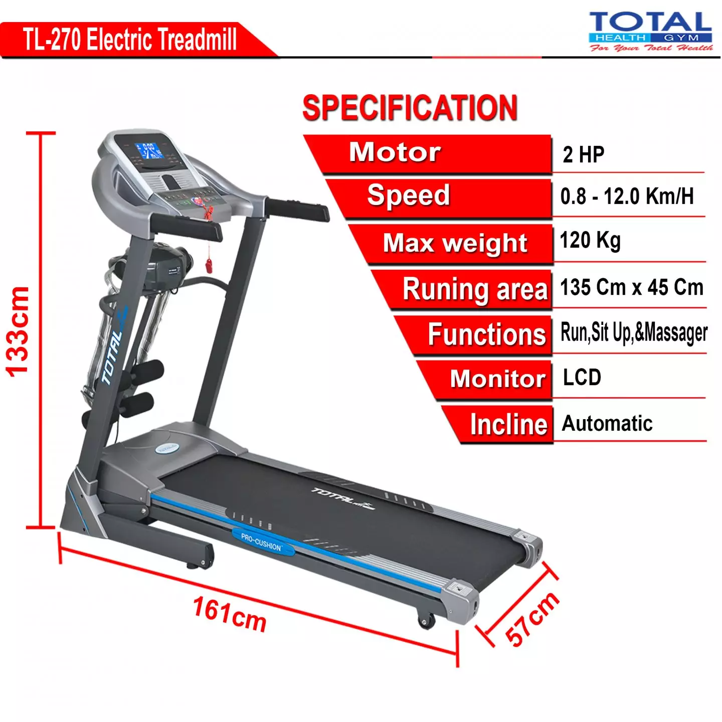 Harga treadmill total fitness sales