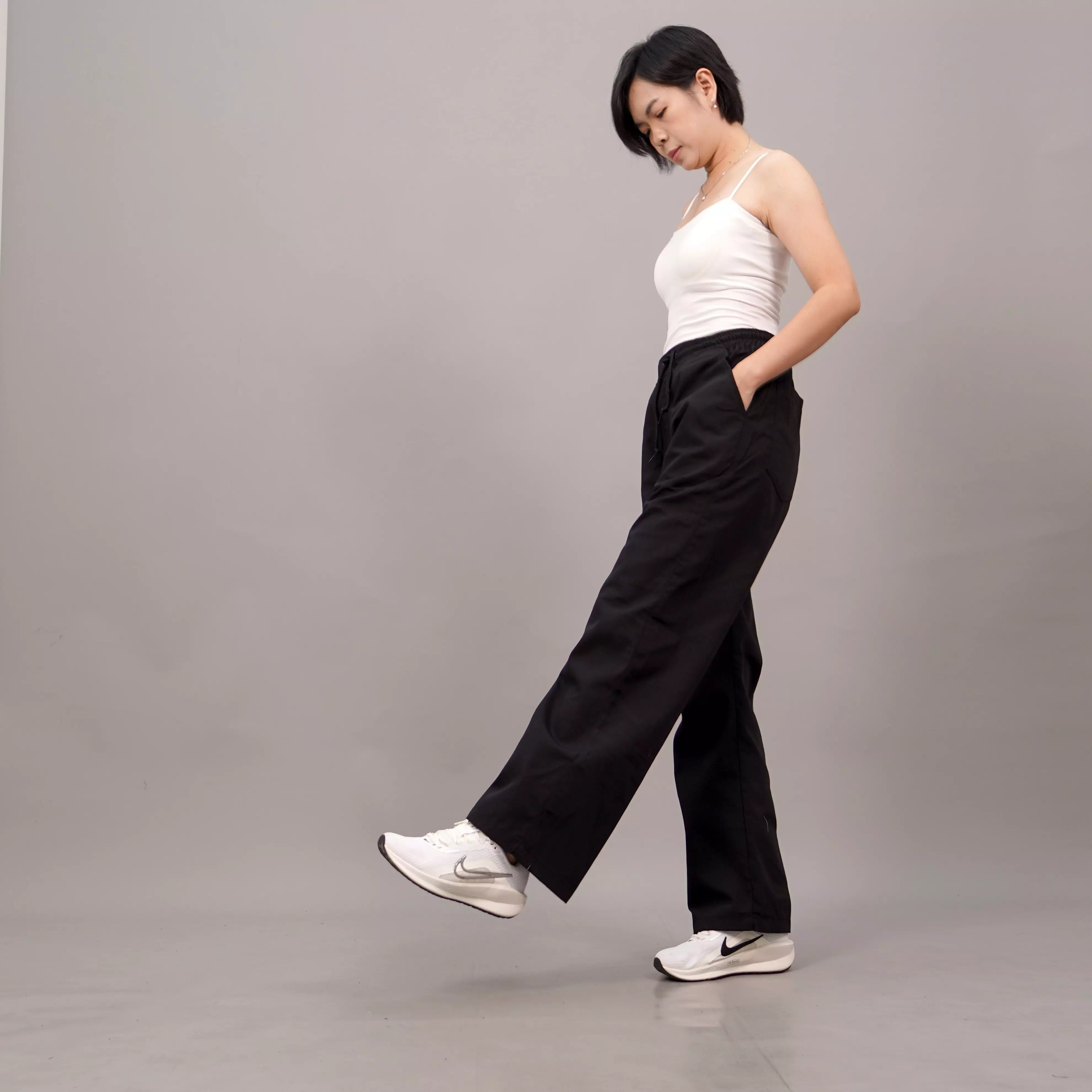 SAMY Celana Baggy Pants Wanita Celana Loose Pants Wanita - HITAM