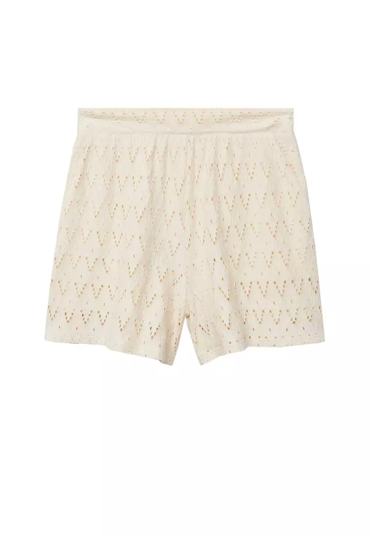 Openwork Knit Cotton Shorts