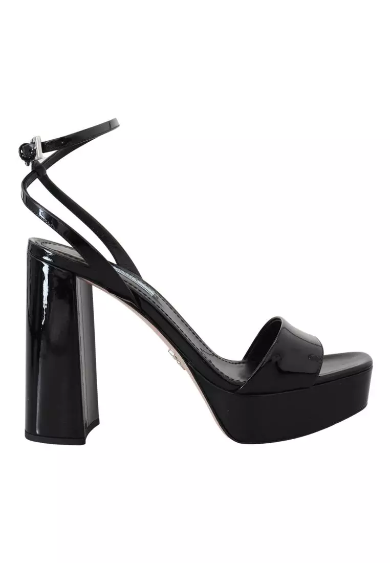 Discount on Prada  shoes - SKU: Prada Patent Leather Block Heel Sandals