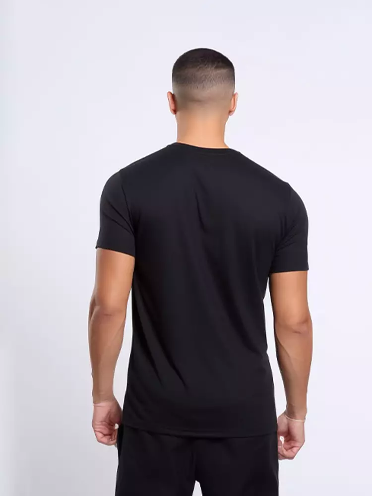 MSA08 kaos olahraga lari running gym tangan pendek short sleeve pria raglan drifit live to run hitam