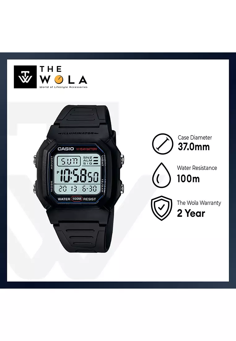 Men's Digital W-800H-1AV Black Resin Band Sport Watch
